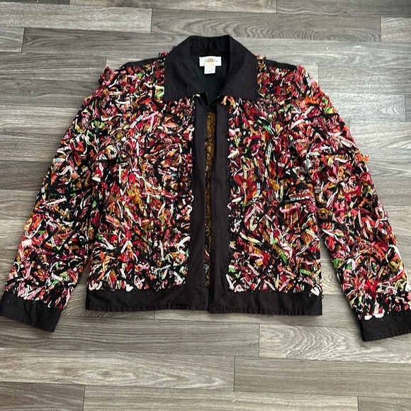 Vintage Sandy Starkman Colorful Textured Cotton Open Front Jacket - Medium - Picture 1 of 10